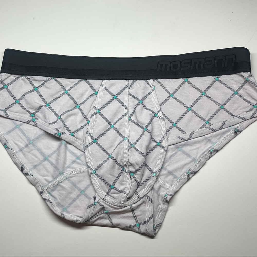 MOSMANN Men's White Briefs with Black Waistband